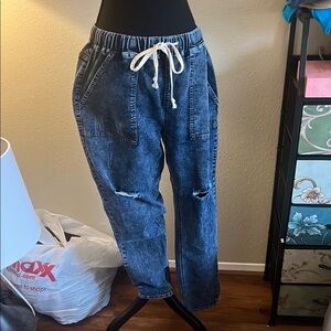 Women's Blue Distressed Jeans